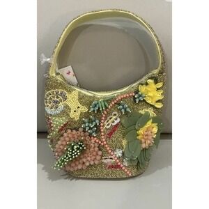 Viral Beaded Floral Bag Yellow and Green- Made in India